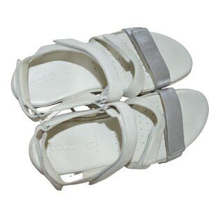 Ecco Flash Strap Womens Sandals Size 40 / US 9 Leather & Synthetic White & Silve